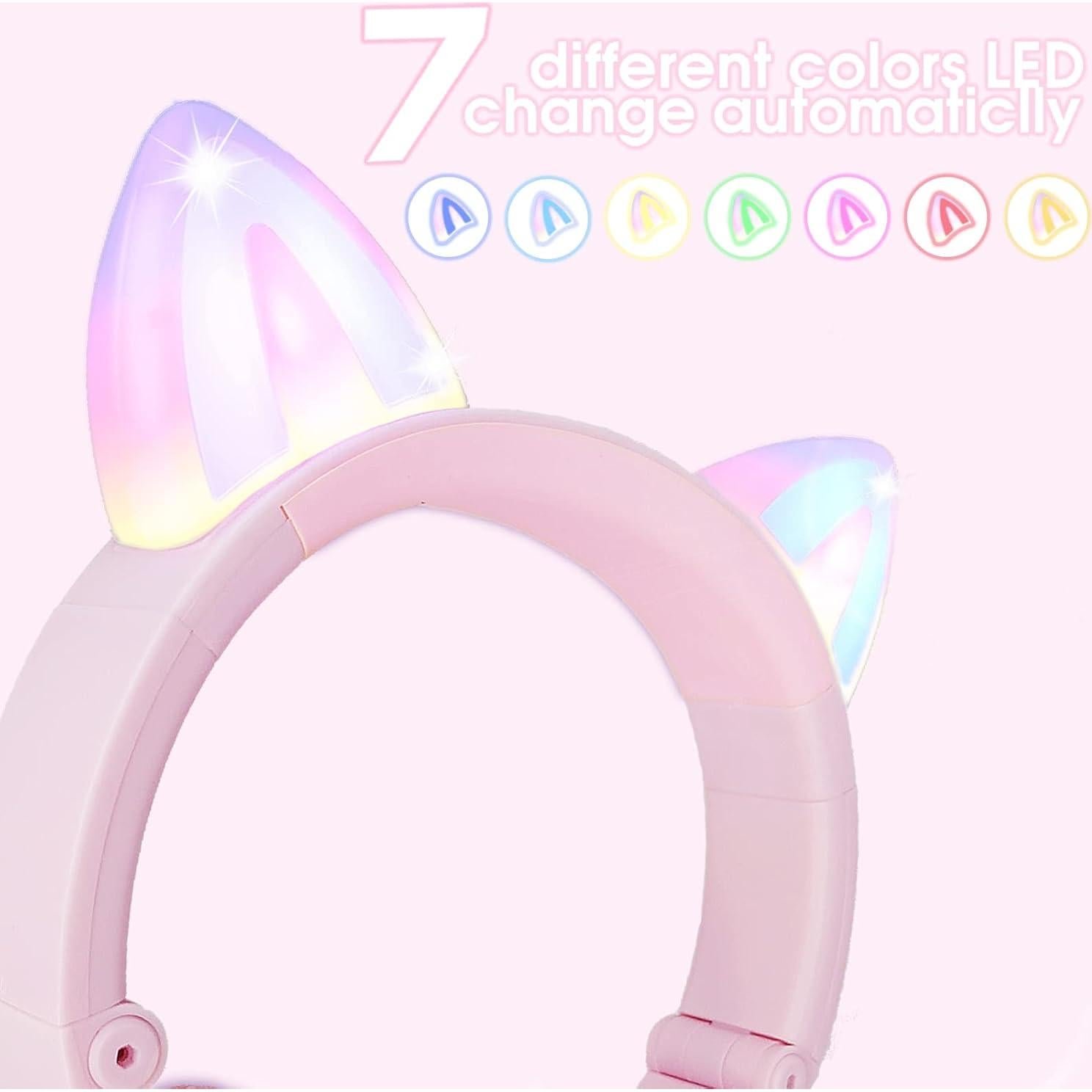Auriculares Bluetooth Yusonic para Niños con Luz LED - Púrpura