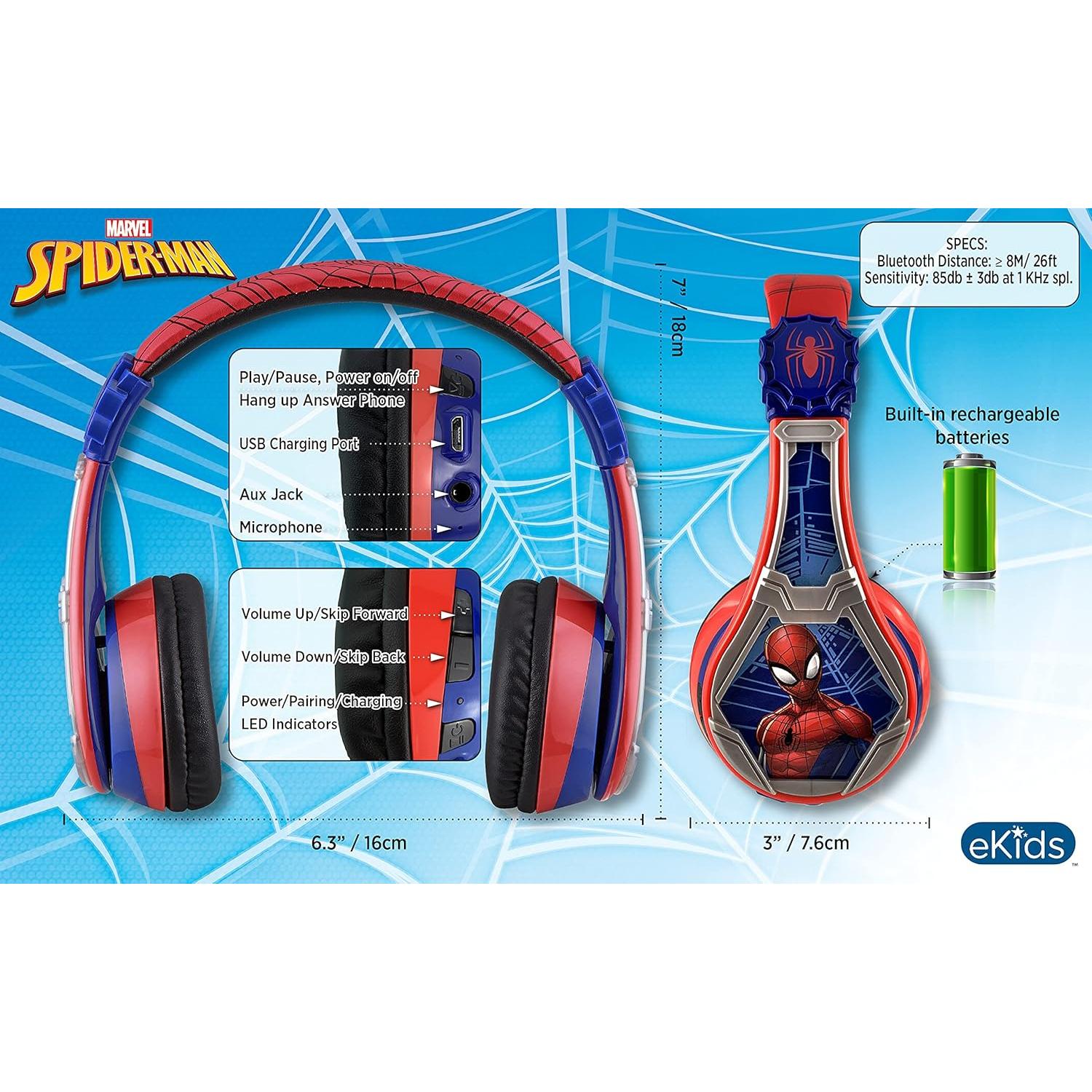 Auriculares Inalámbricos Bluetooth eKids Spiderman para Niños