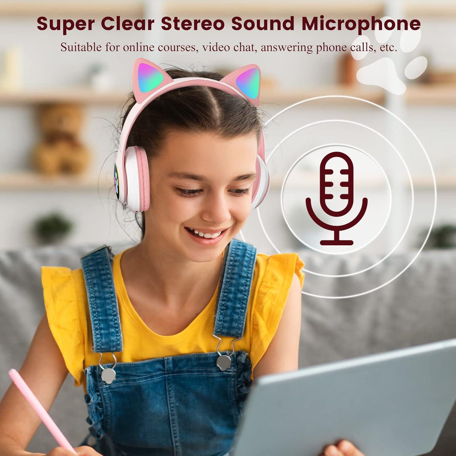 Auriculares Inalámbricos Bluetooth DVUIYYL B35 para Niños Rosa