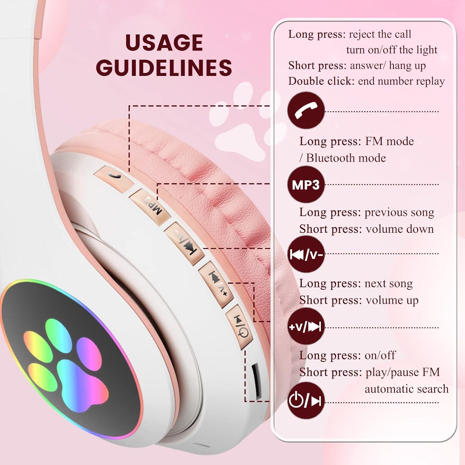 Auriculares Inalámbricos Bluetooth DVUIYYL B35 para Niños Rosa