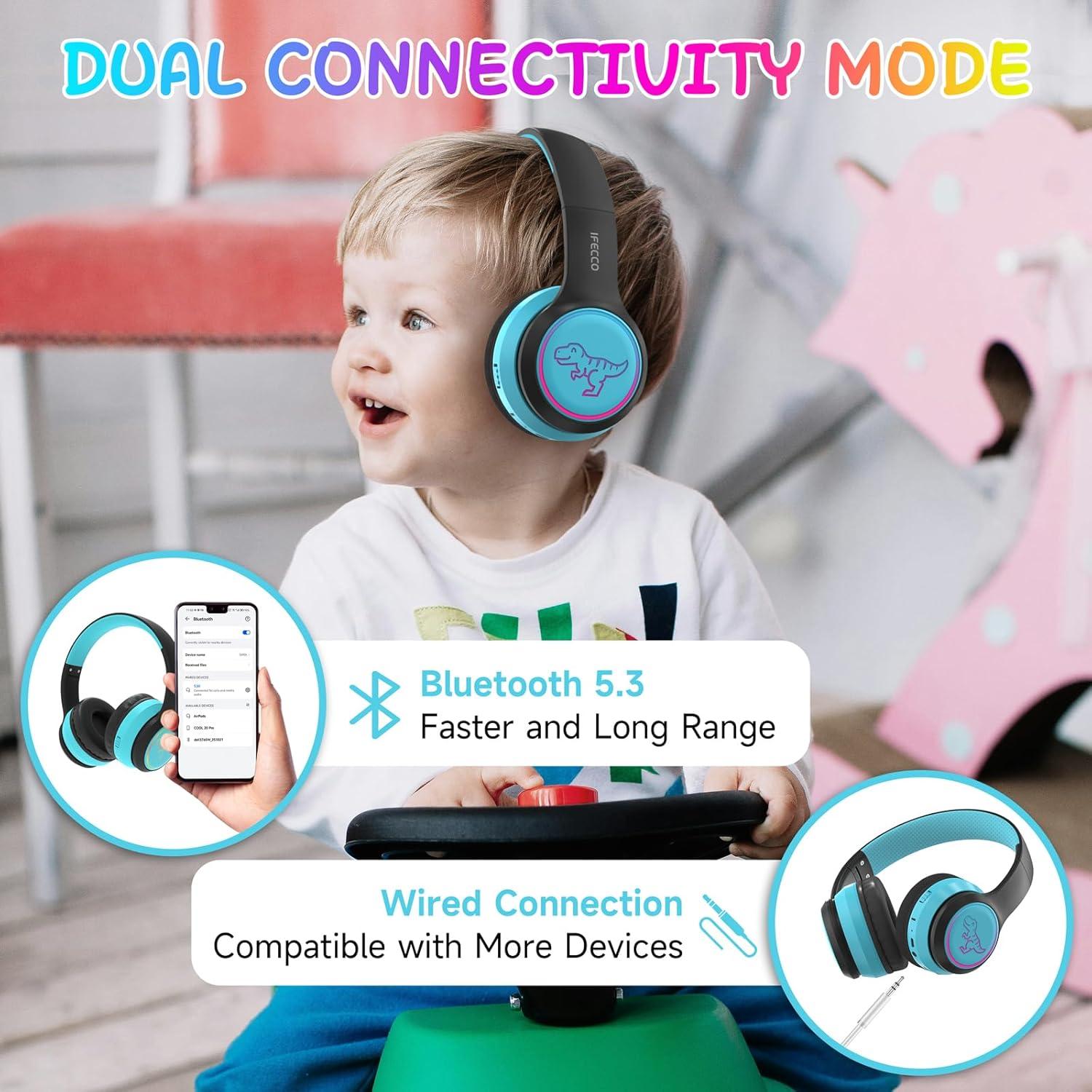 Auriculares Inalámbricos IFECCO S30 para Niños Dinosaurio