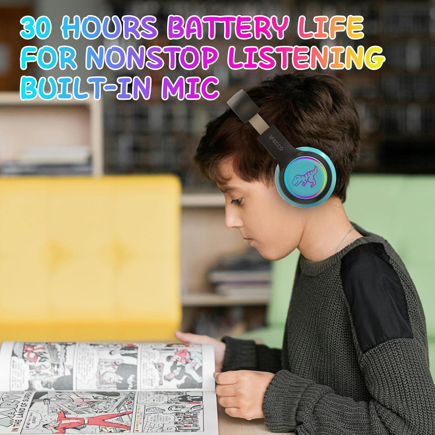 Auriculares Inalámbricos IFECCO S30 para Niños Dinosaurio