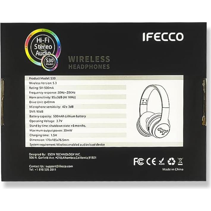 Auriculares Inalámbricos IFECCO S30 para Niños Dinosaurio