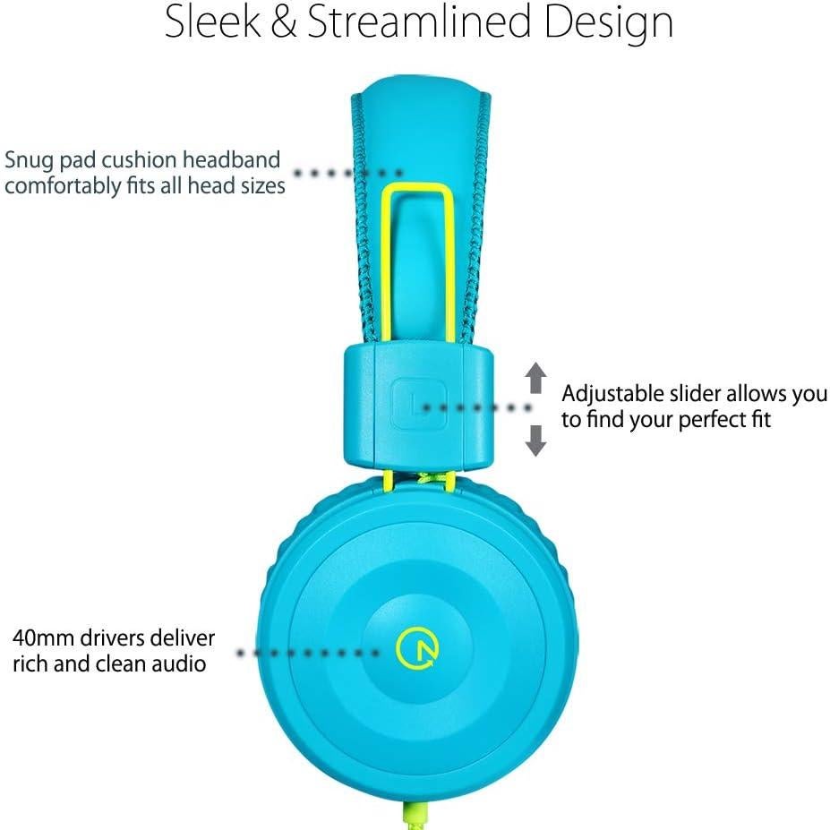 Auriculares Plegables Noot K22 para Niños 3-16 Años Verde Lima