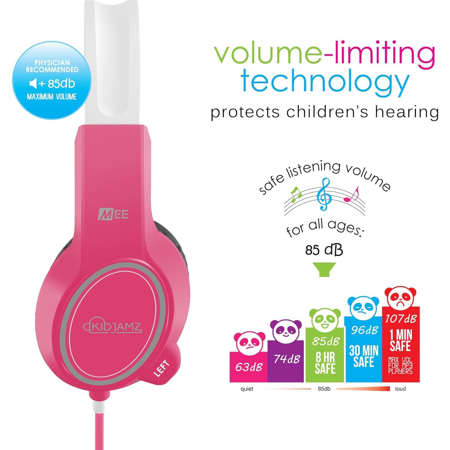 Auriculares MEE audio KidJamz 3 Rosa con Limitador de Volumen