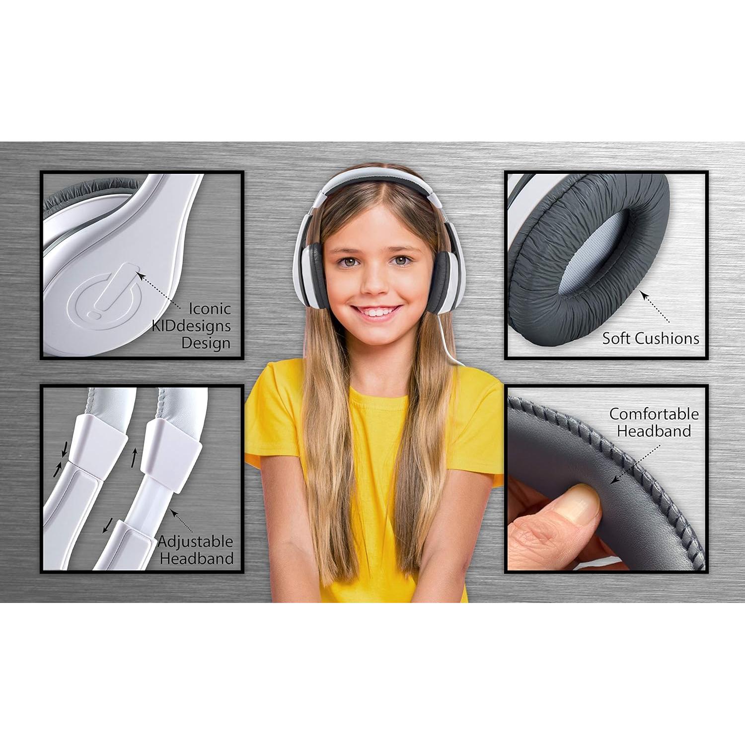Auriculares eKids KIDdesigns Blancos con Control de Volumen