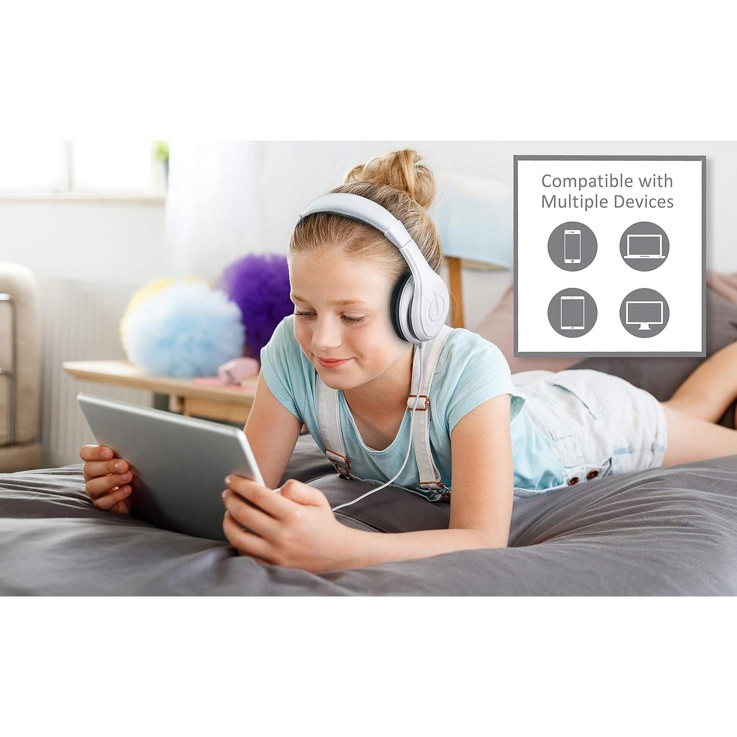 Auriculares eKids KIDdesigns Blancos con Control de Volumen