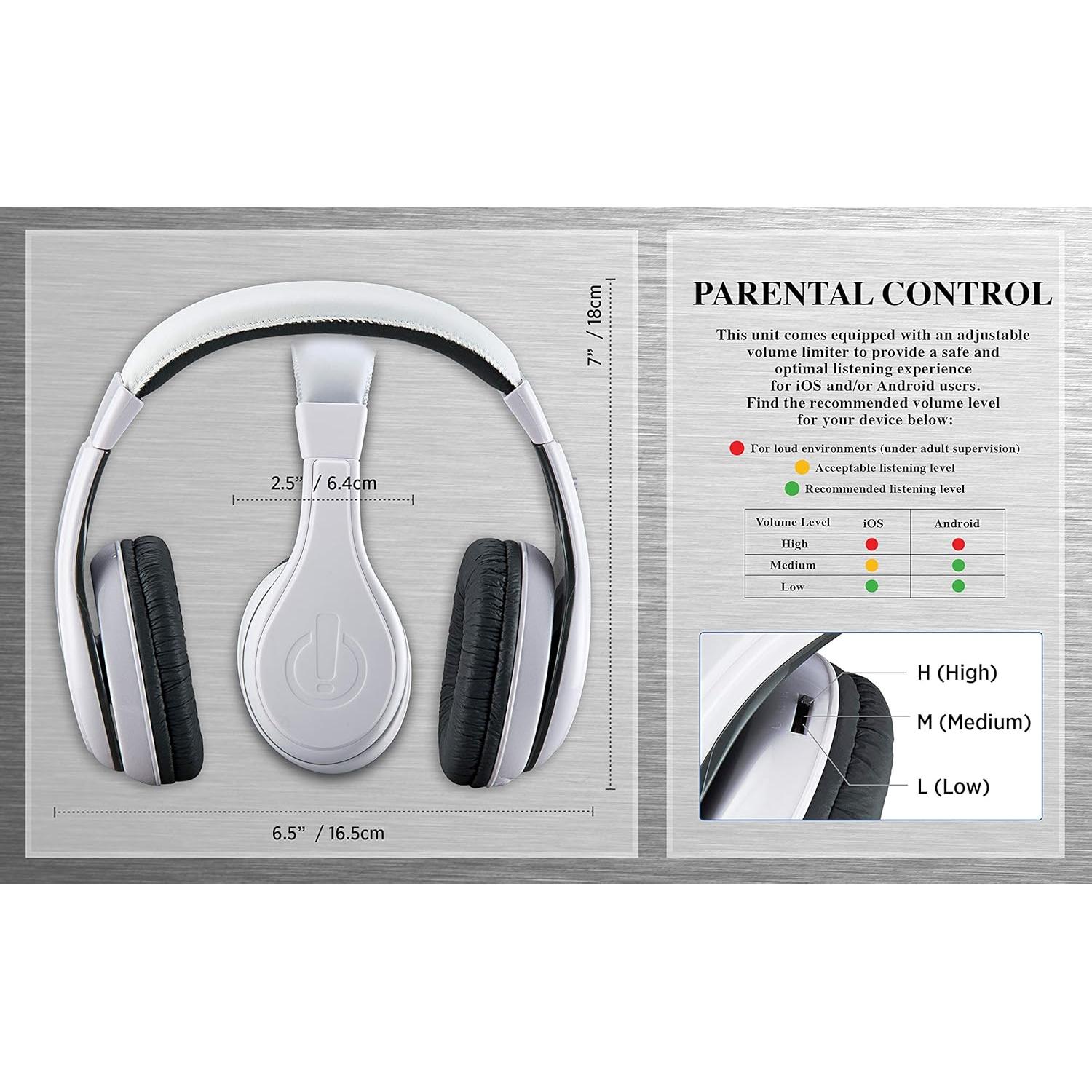 Auriculares eKids KIDdesigns Blancos con Control de Volumen