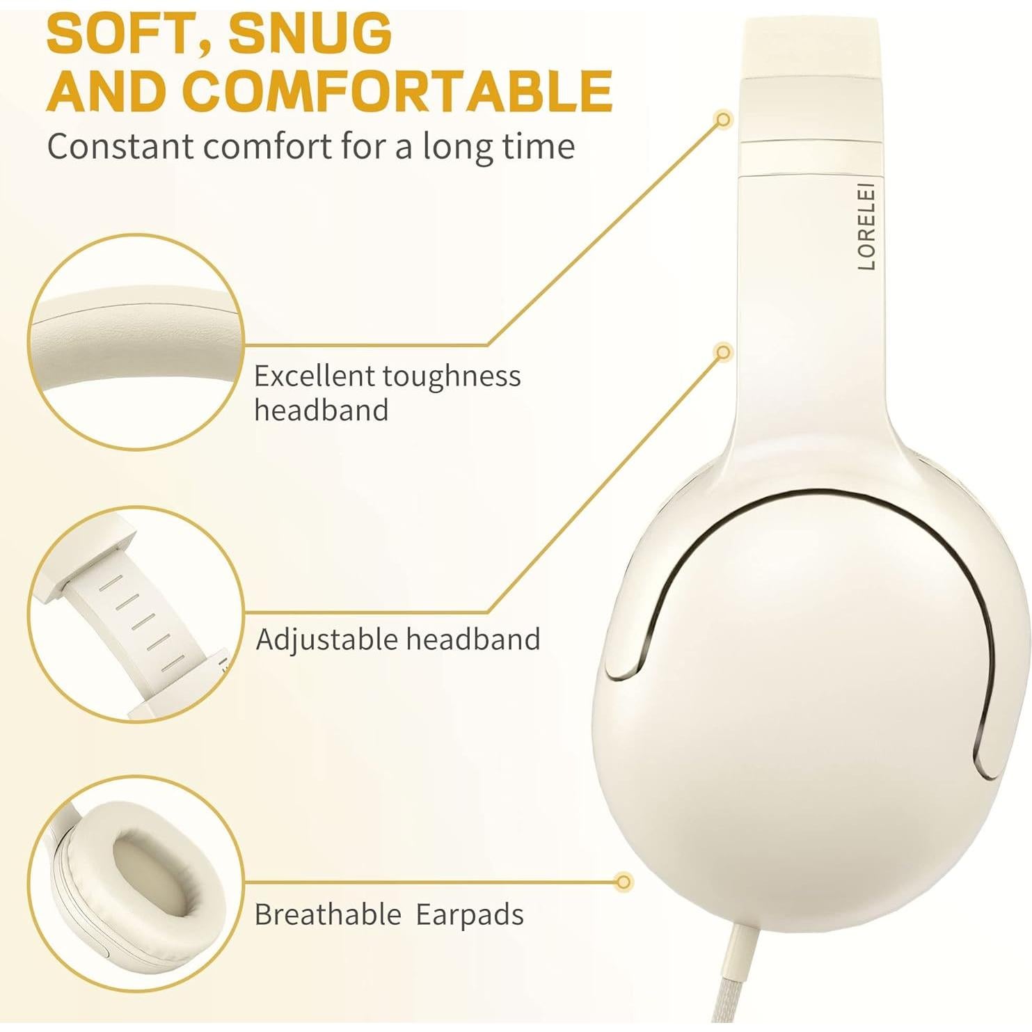 Auriculares LORELEI E5 para Niños Plegables 3.5mm Beige