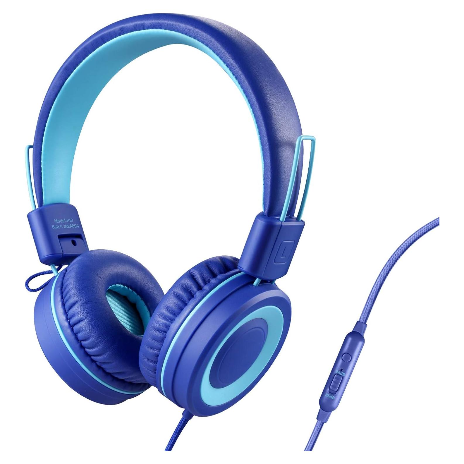 Auriculares Estéreo P10 Powmee para Niños con Micrófono Azul