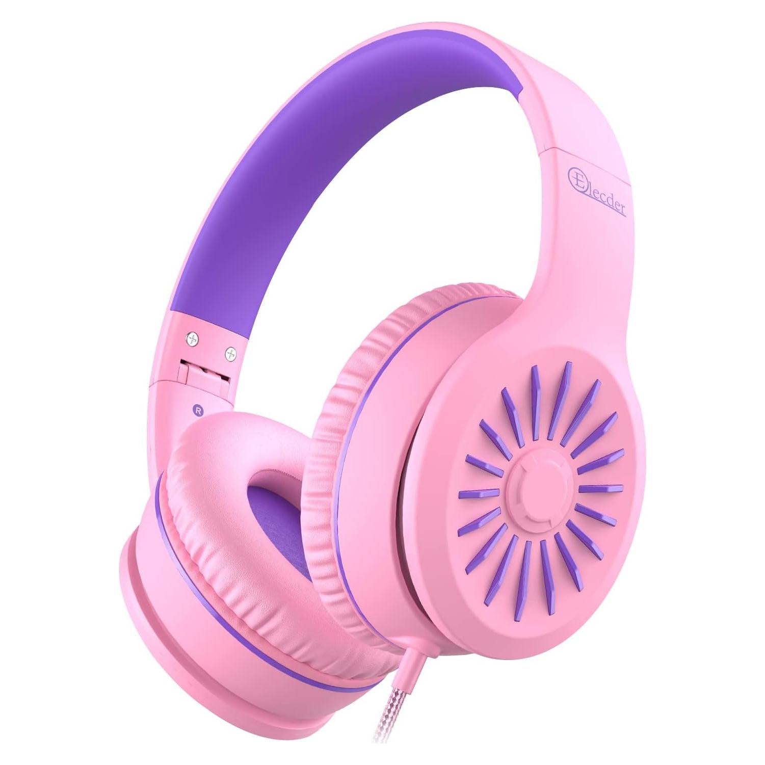 Auriculares On-Ear Elecder i45 Rosa con Micrófono y Bajo