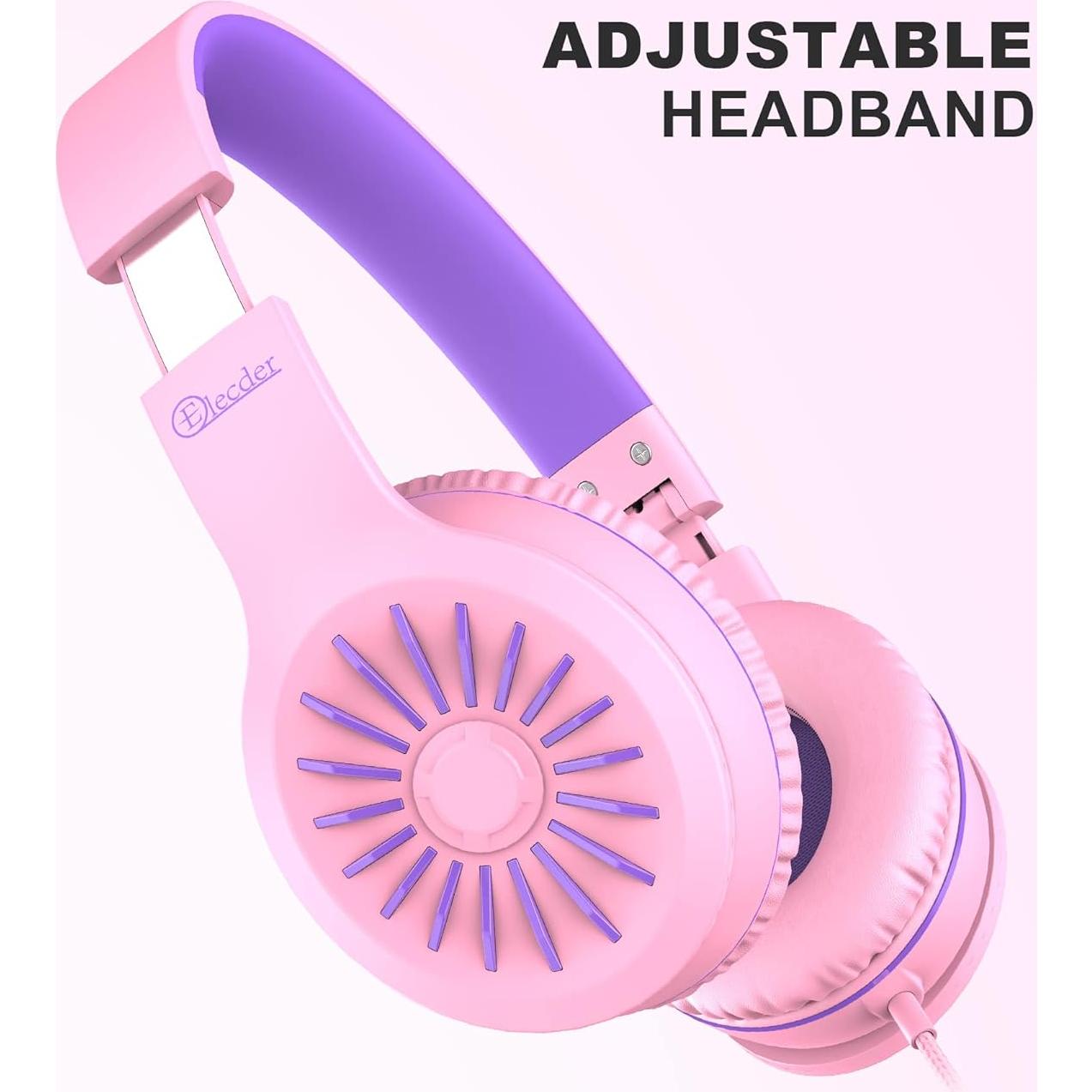 Auriculares On-Ear Elecder i45 Rosa con Micrófono y Bajo