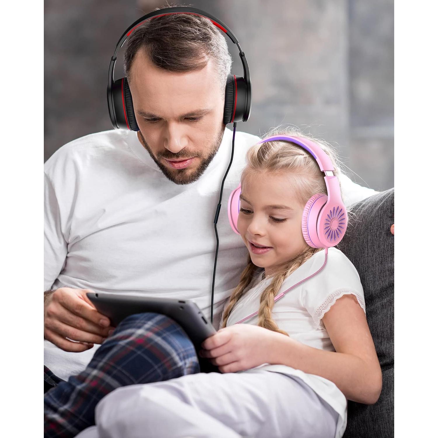 Auriculares On-Ear Elecder i45 Rosa con Micrófono y Bajo