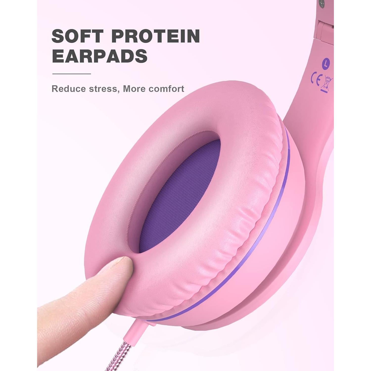 Auriculares On-Ear Elecder i45 Rosa con Micrófono y Bajo