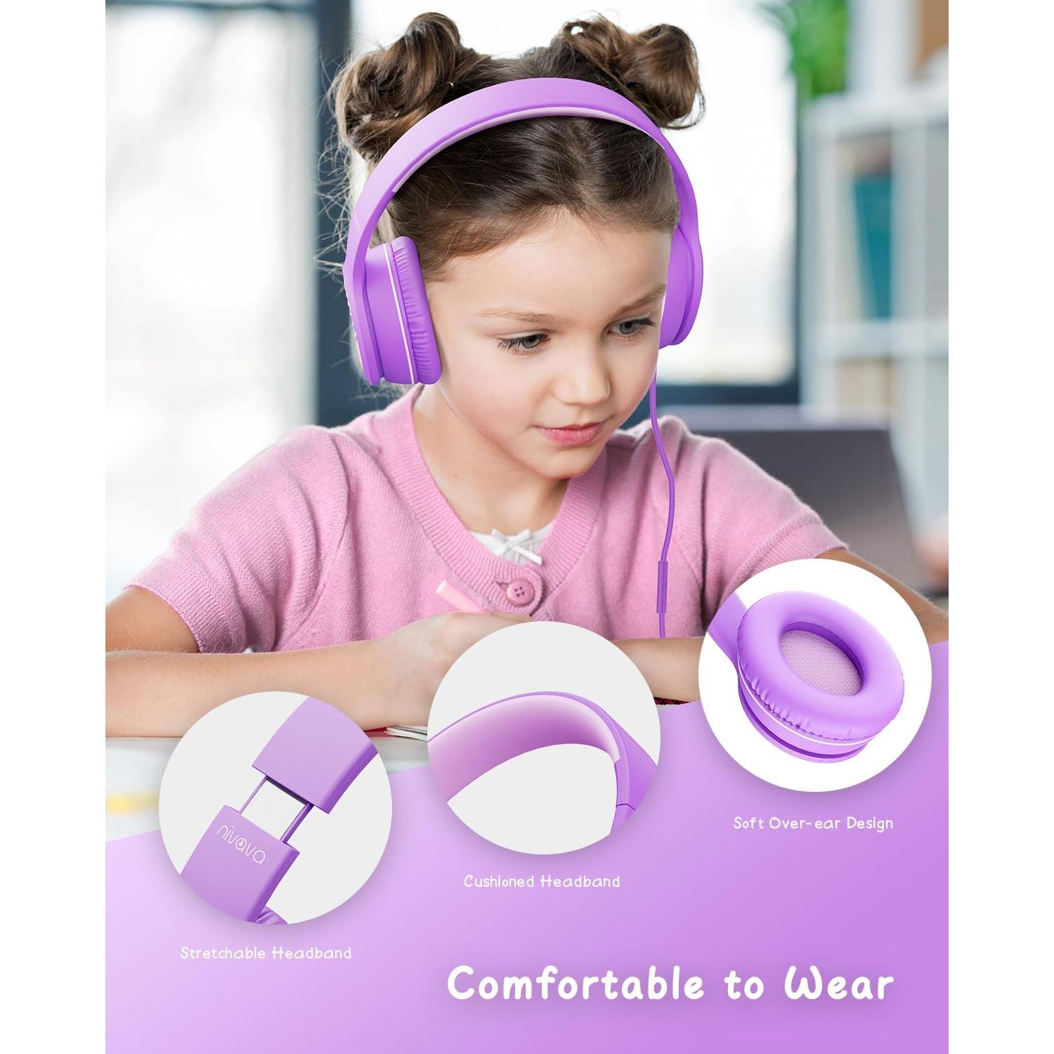 Auriculares con cable NIVAVA K16 para niños, rosa, 3.5mm