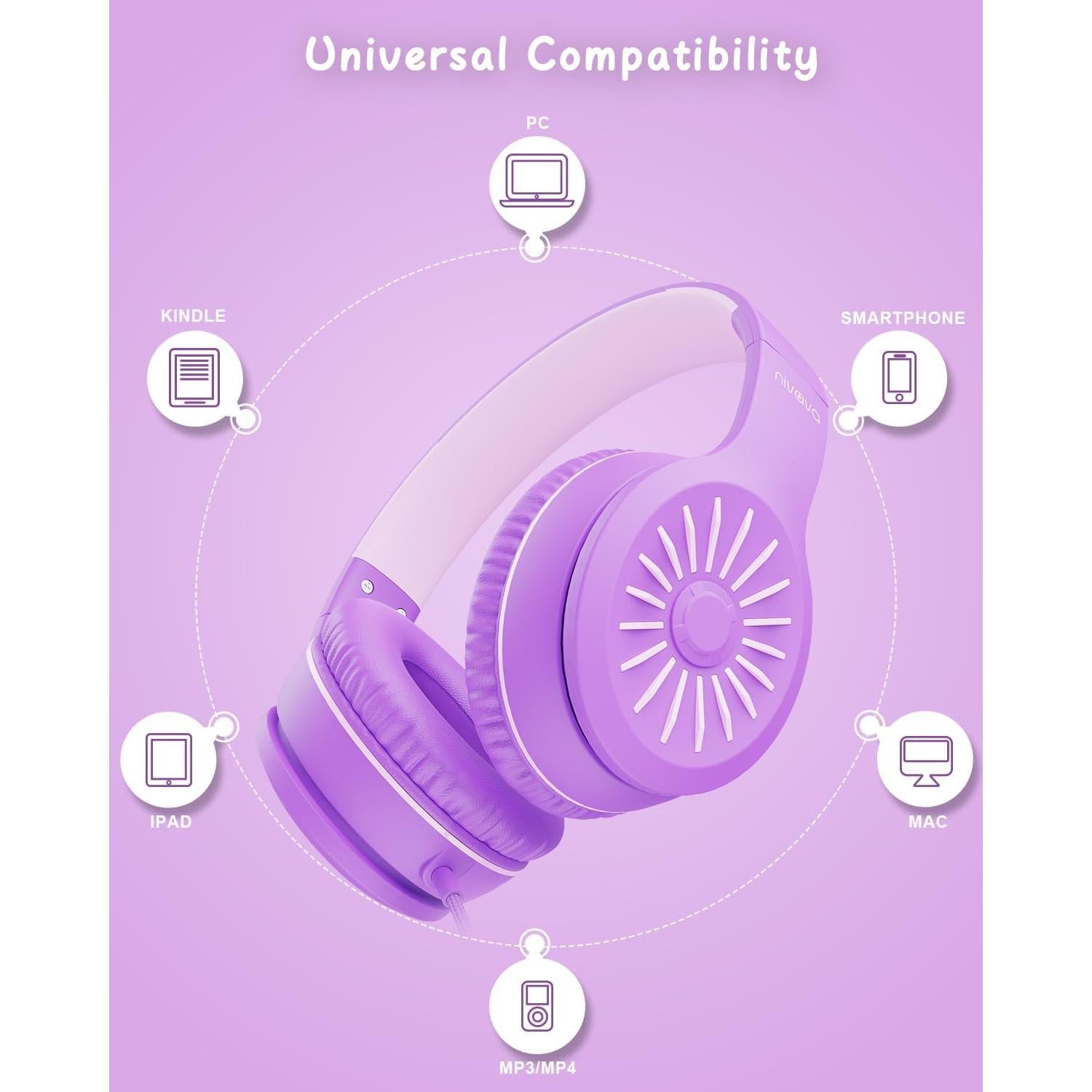 Auriculares con cable NIVAVA K16 para niños, rosa, 3.5mm