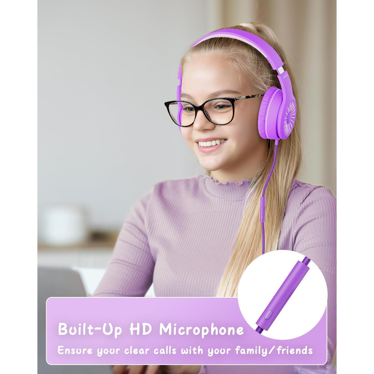 Auriculares con cable NIVAVA K16 para niños, rosa, 3.5mm