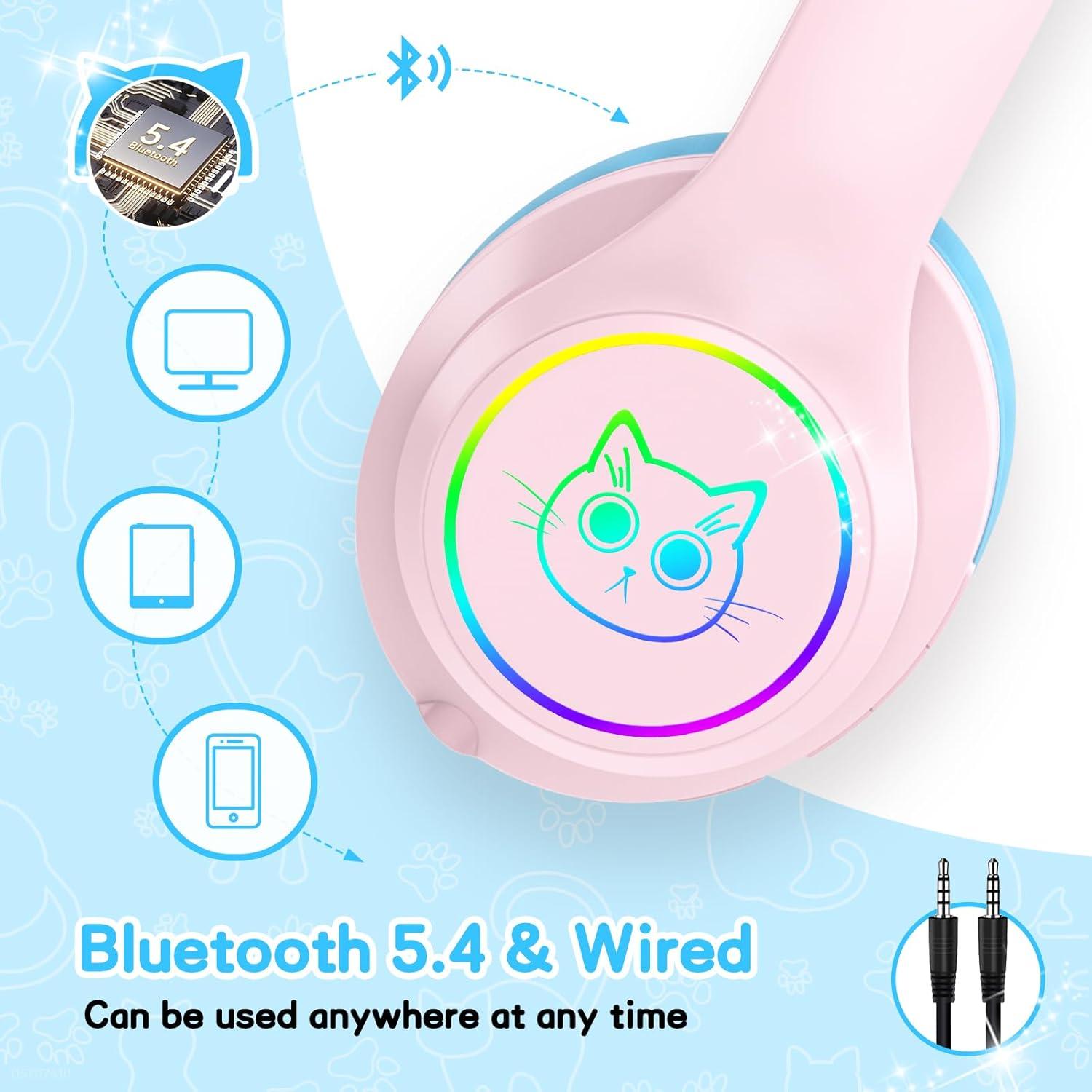 Auriculares Bluetooth LOBKIN para Niños 50H Plegables LED 94dB
