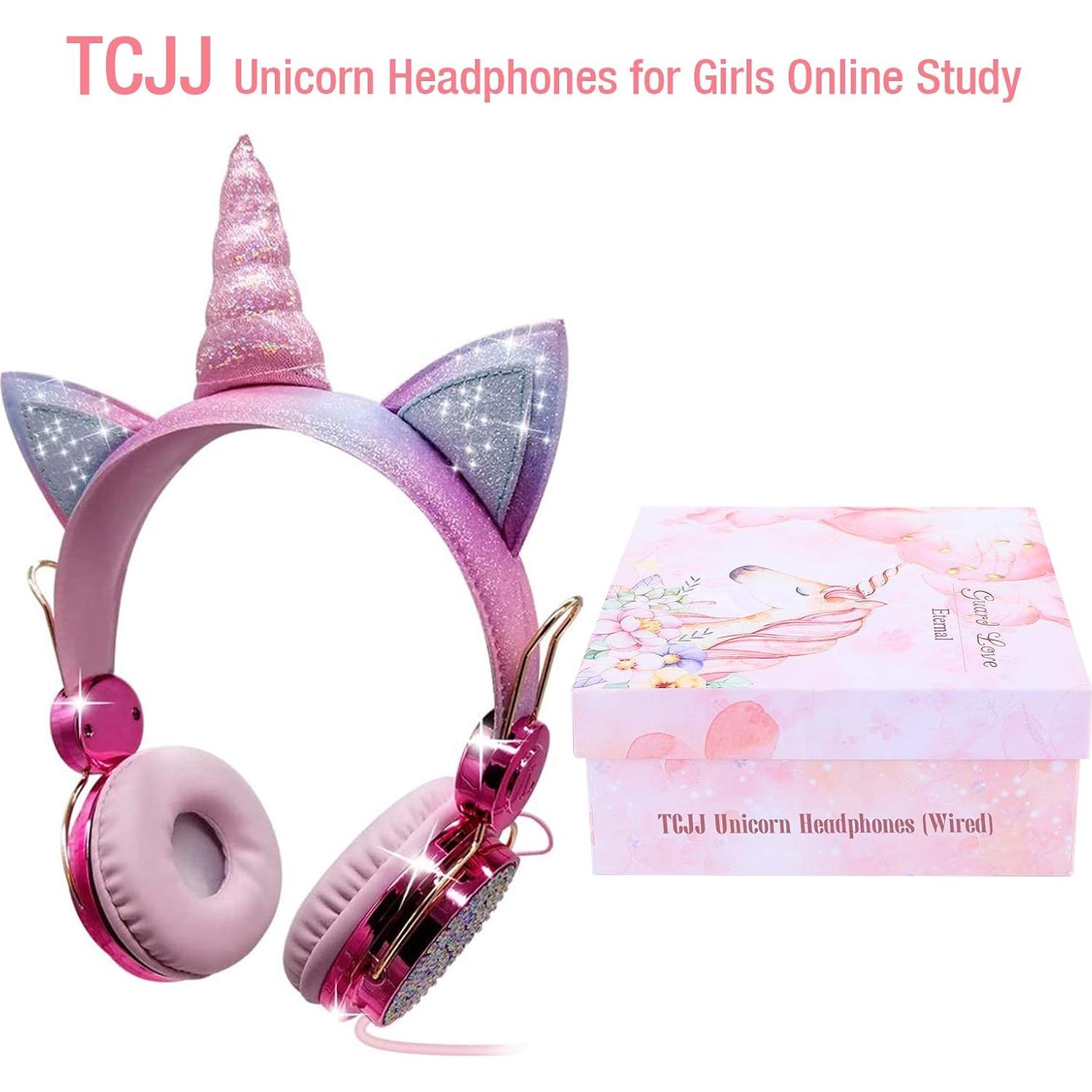 Auriculares con Cable TCJJ Unicornio para Niñas 3-12 Años