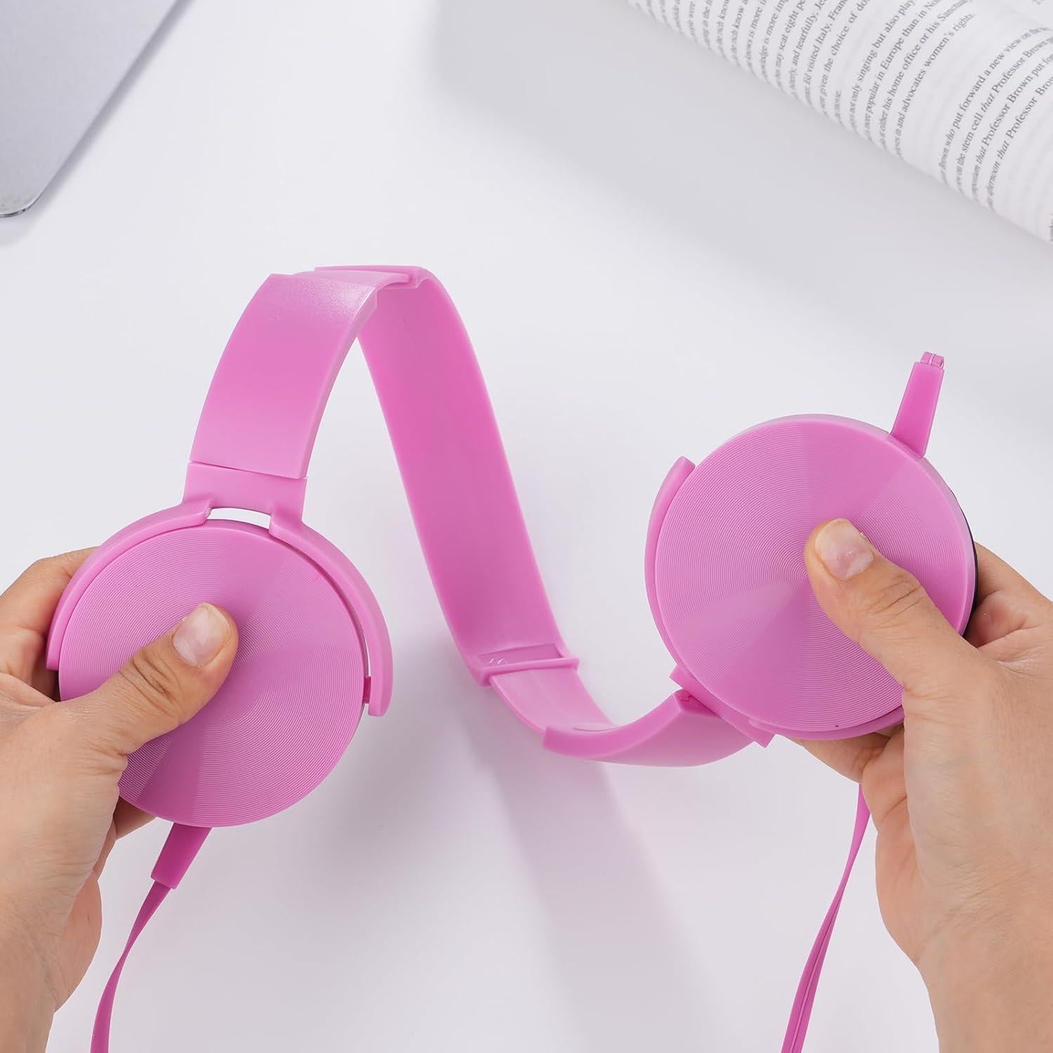 Auriculares con Cable XOSDA LS450 para Estudiantes - Paquete de 2, Rosa+Amarillo