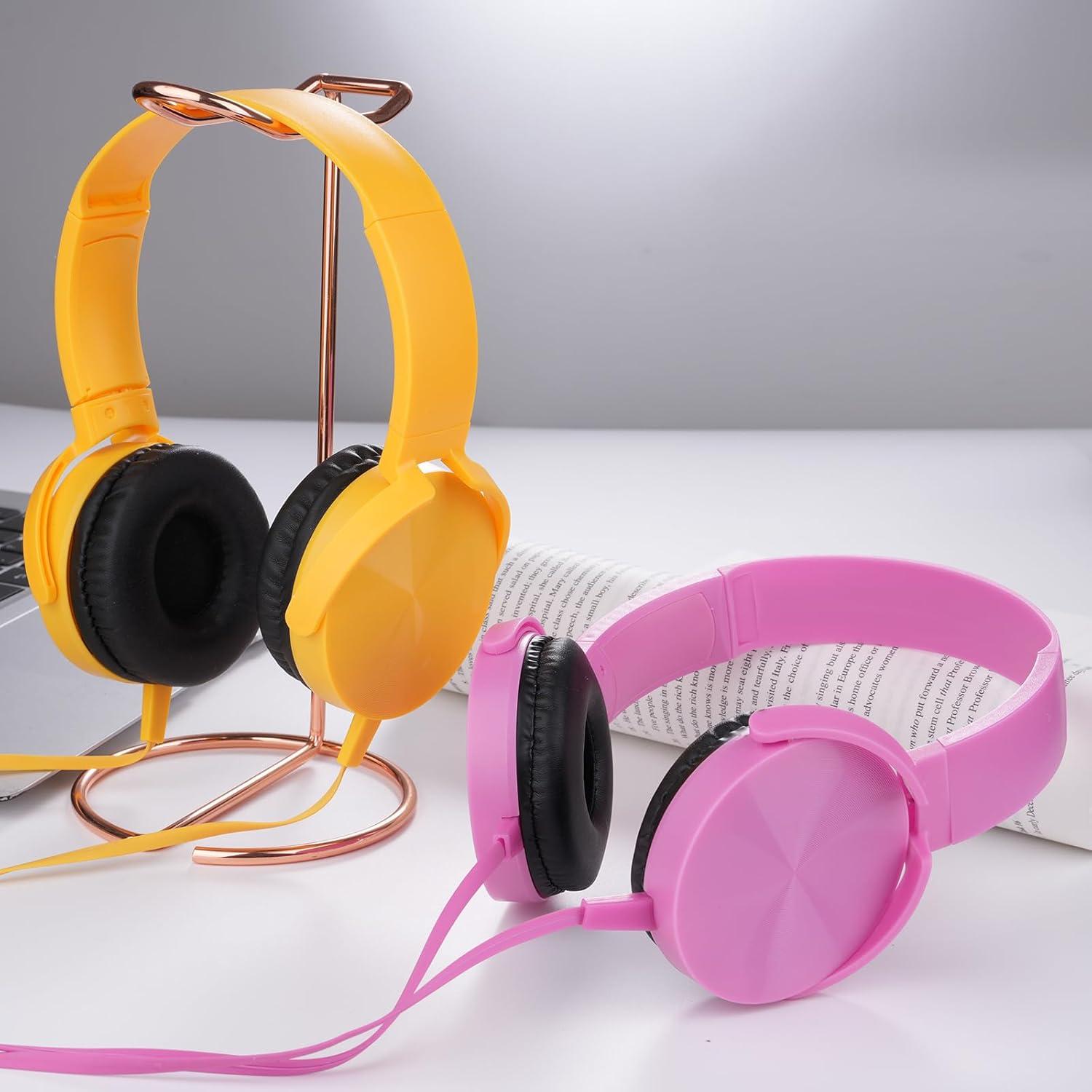 Auriculares con Cable XOSDA LS450 para Estudiantes - Paquete de 2, Rosa+Amarillo