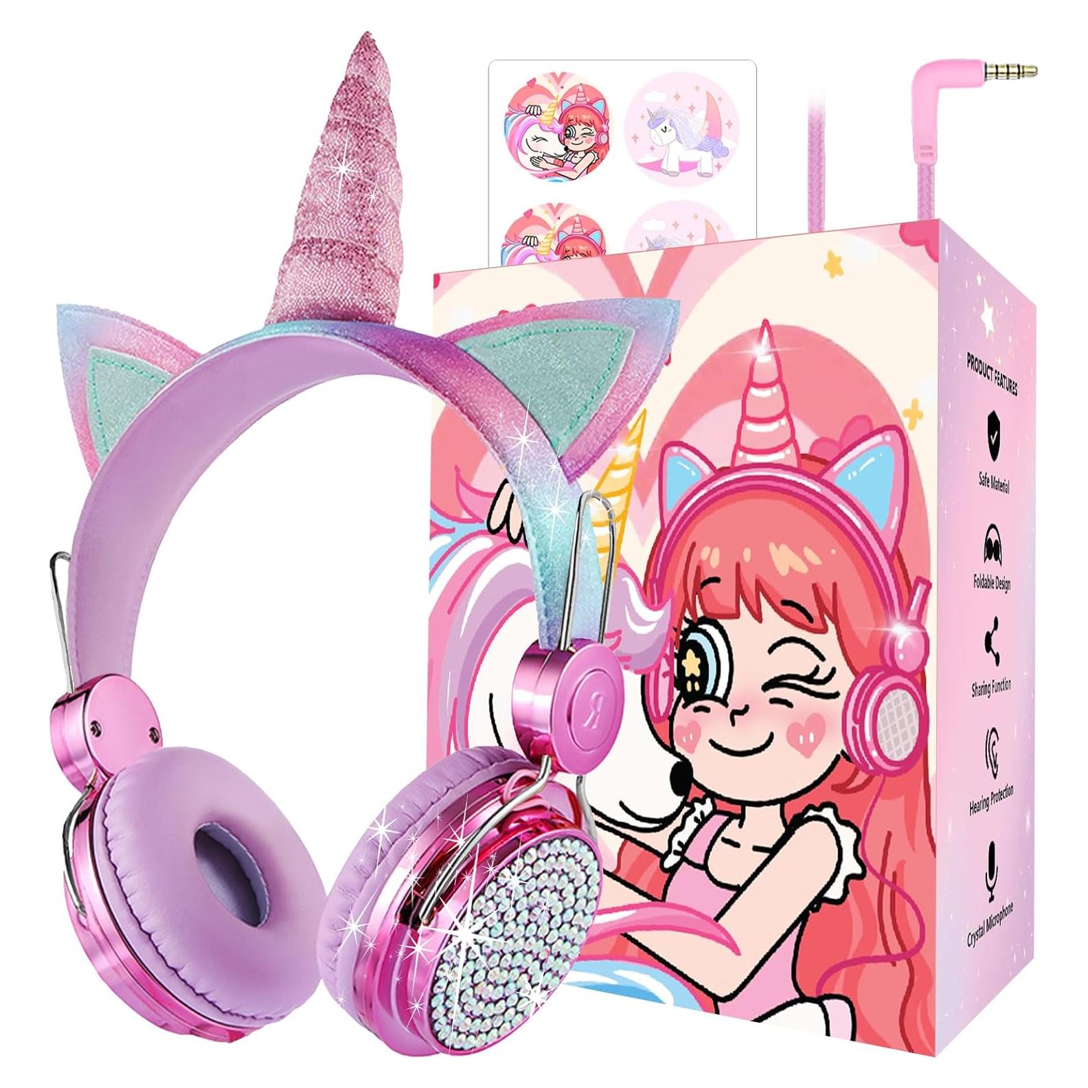 Auriculares de Unicornio Charlxee para Niñas con Micrófono 95dB
