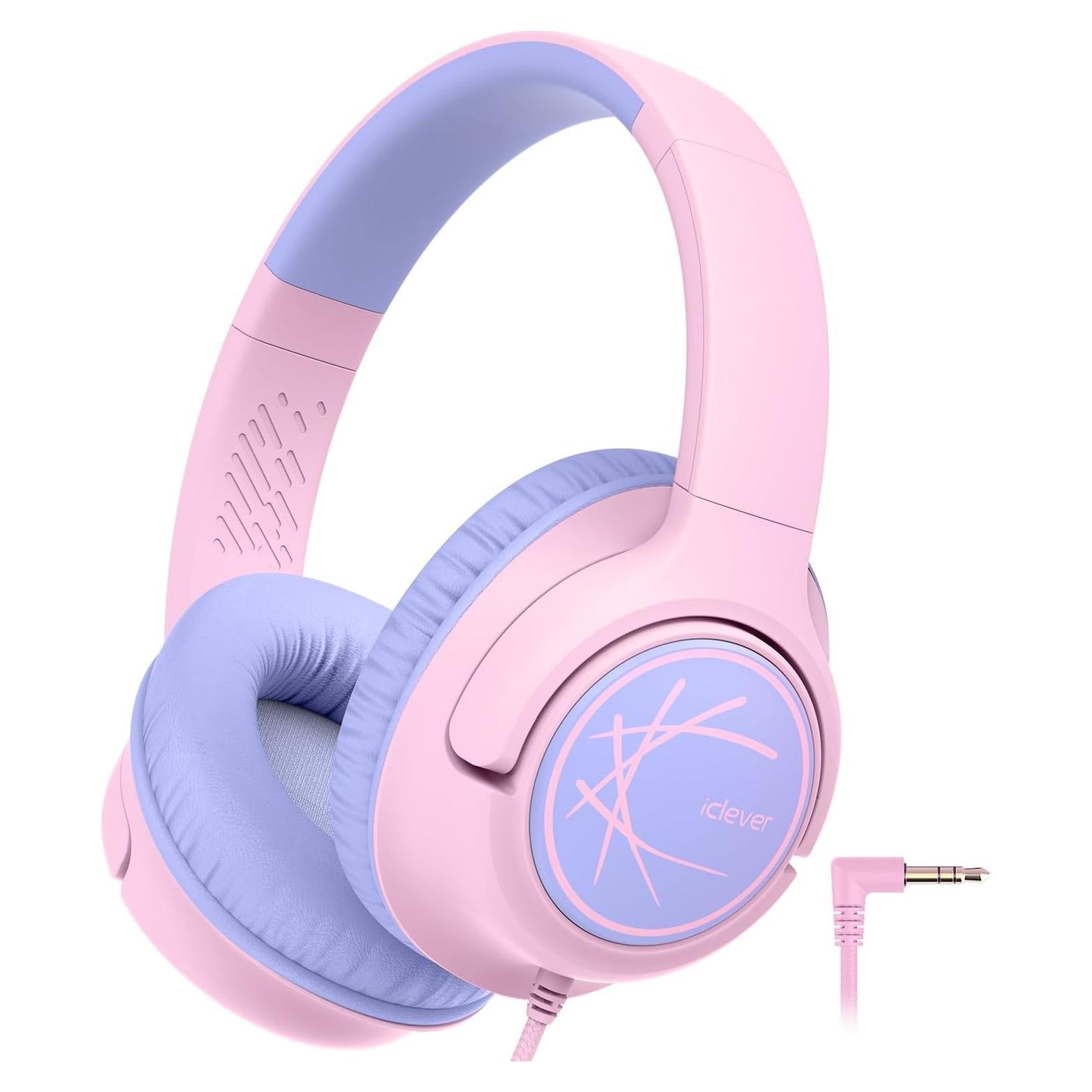 Auriculares iClever HS26 para Niños Rosa, Volumen Seguro 85dBA