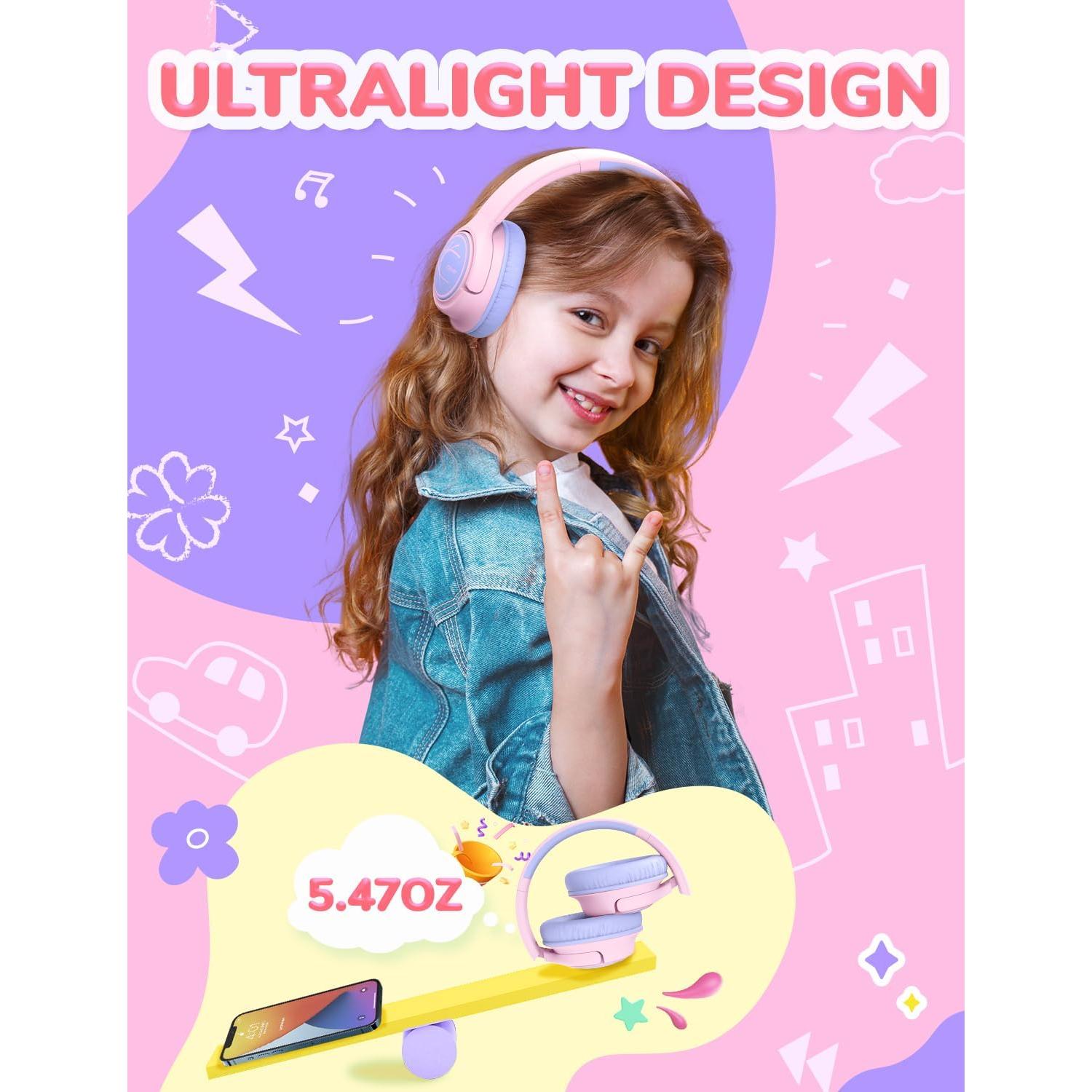 Auriculares iClever HS26 para Niños Rosa, Volumen Seguro 85dBA