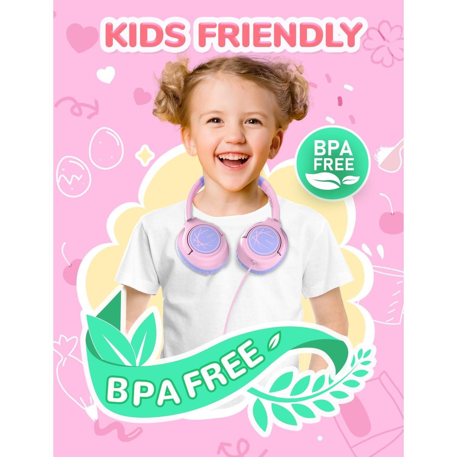 Auriculares iClever HS26 para Niños Rosa, Volumen Seguro 85dBA