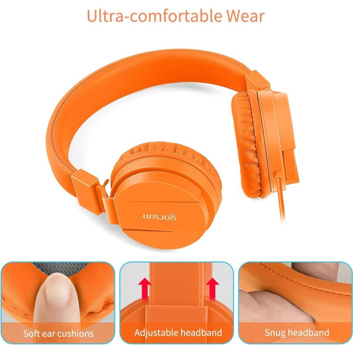Auriculares Gorsun 778 para Niños con Cable 1.2m Naranja