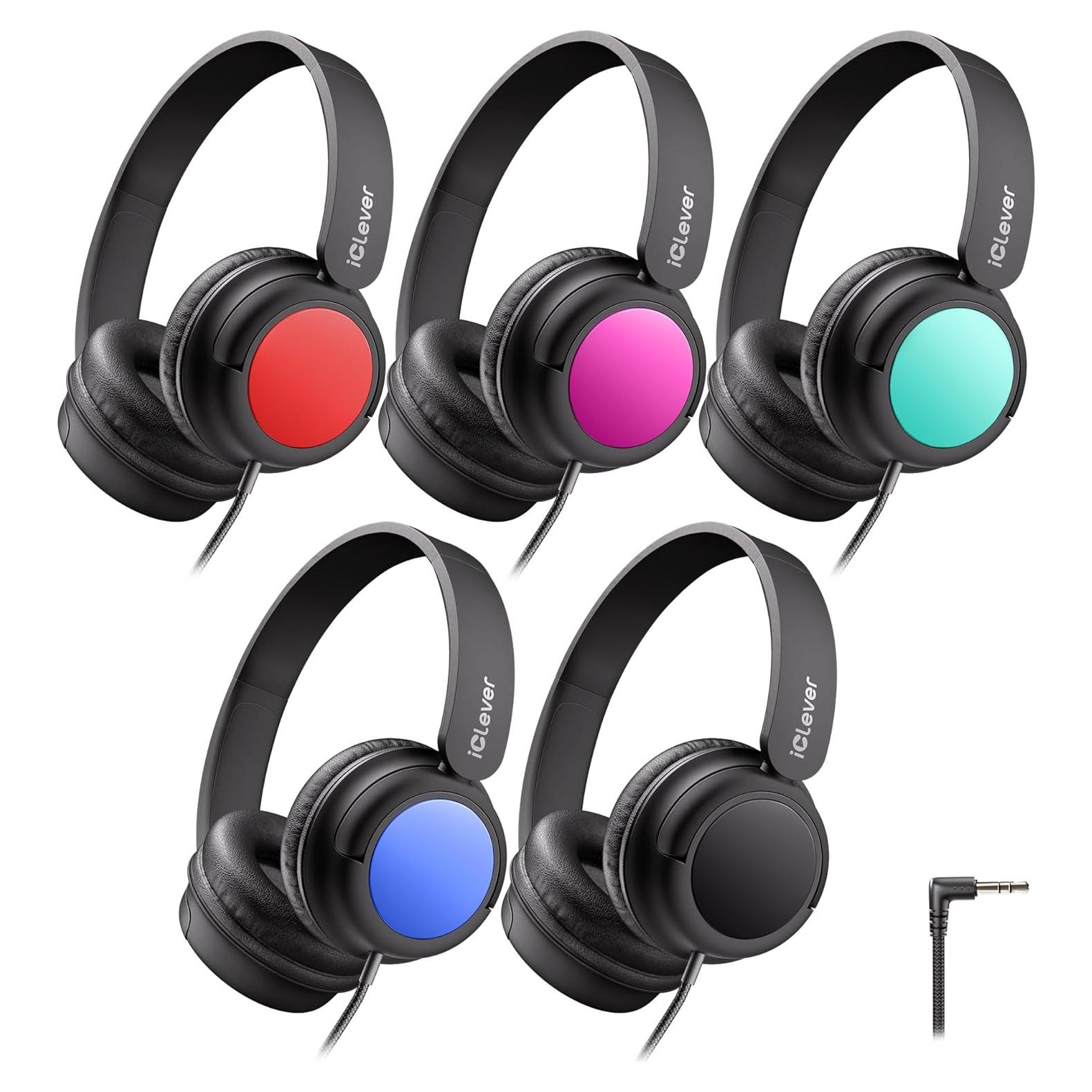 Auriculares iClever HS28 para Niños - Paquete de 5, Volumen Seguro