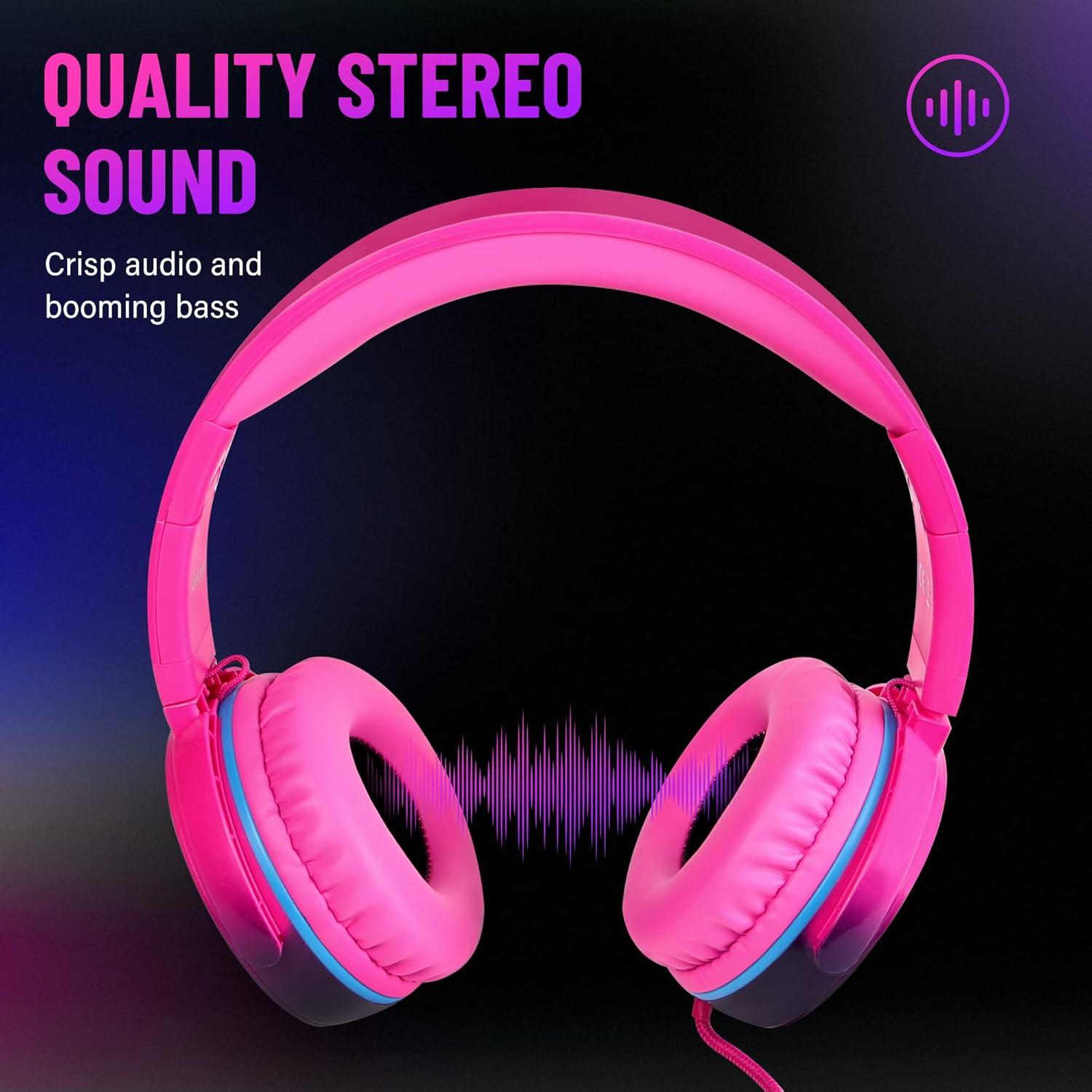 Auriculares con Cable Rockpapa Grade Rosa Plegables con Micrófono