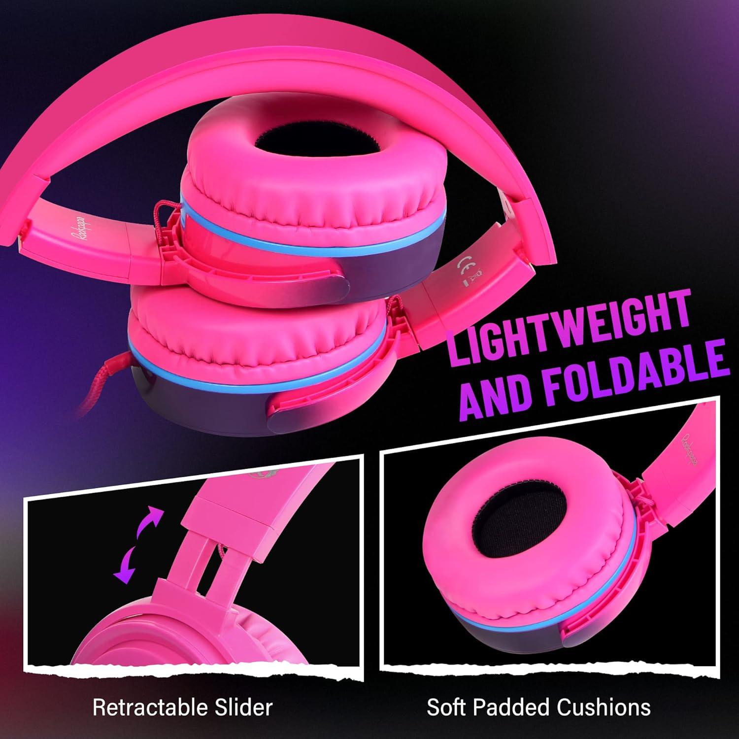 Auriculares con Cable Rockpapa Grade Rosa Plegables con Micrófono