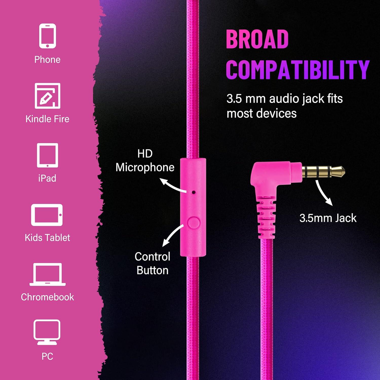 Auriculares con Cable Rockpapa Grade Rosa Plegables con Micrófono