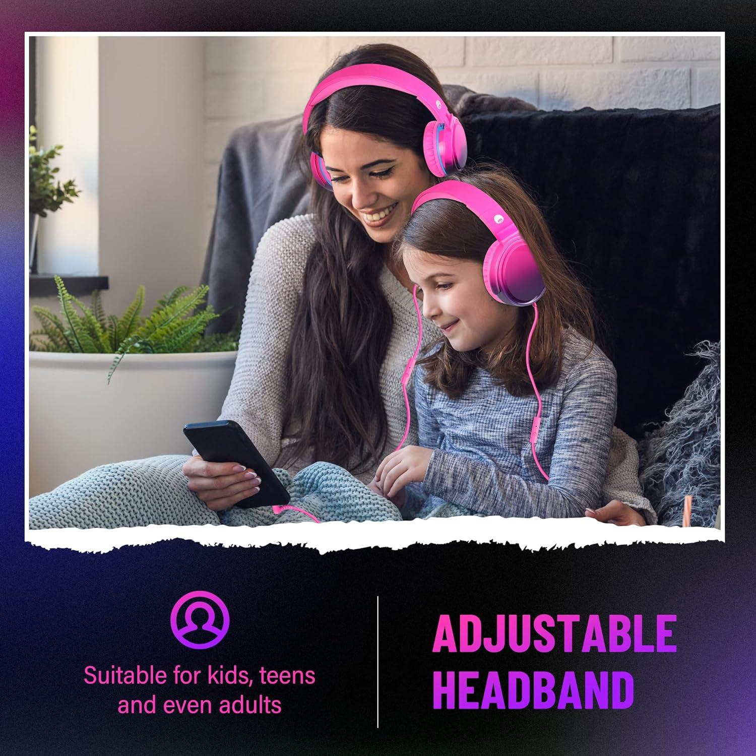 Auriculares con Cable Rockpapa Grade Rosa Plegables con Micrófono