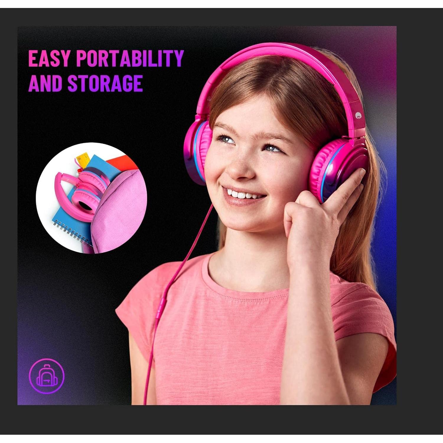 Auriculares con Cable Rockpapa Grade Rosa Plegables con Micrófono