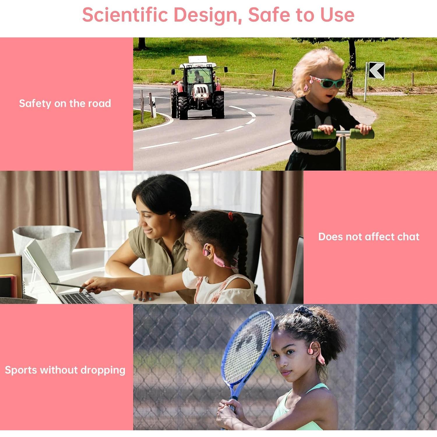 Auriculares Bluetooth IFECCO X11 para Niños Rosa - Impermeables IPX5