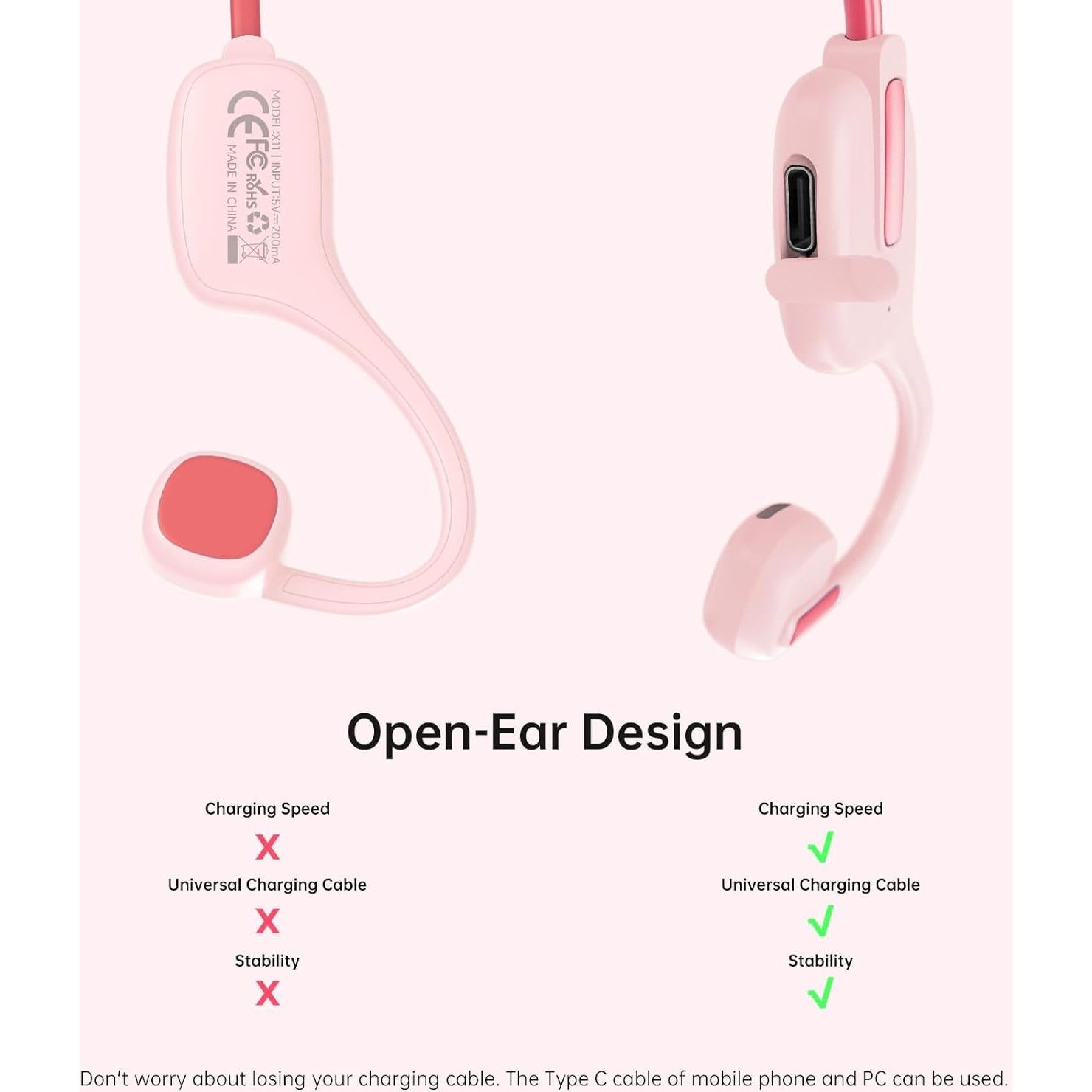 Auriculares Bluetooth IFECCO X11 para Niños Rosa - Impermeables IPX5
