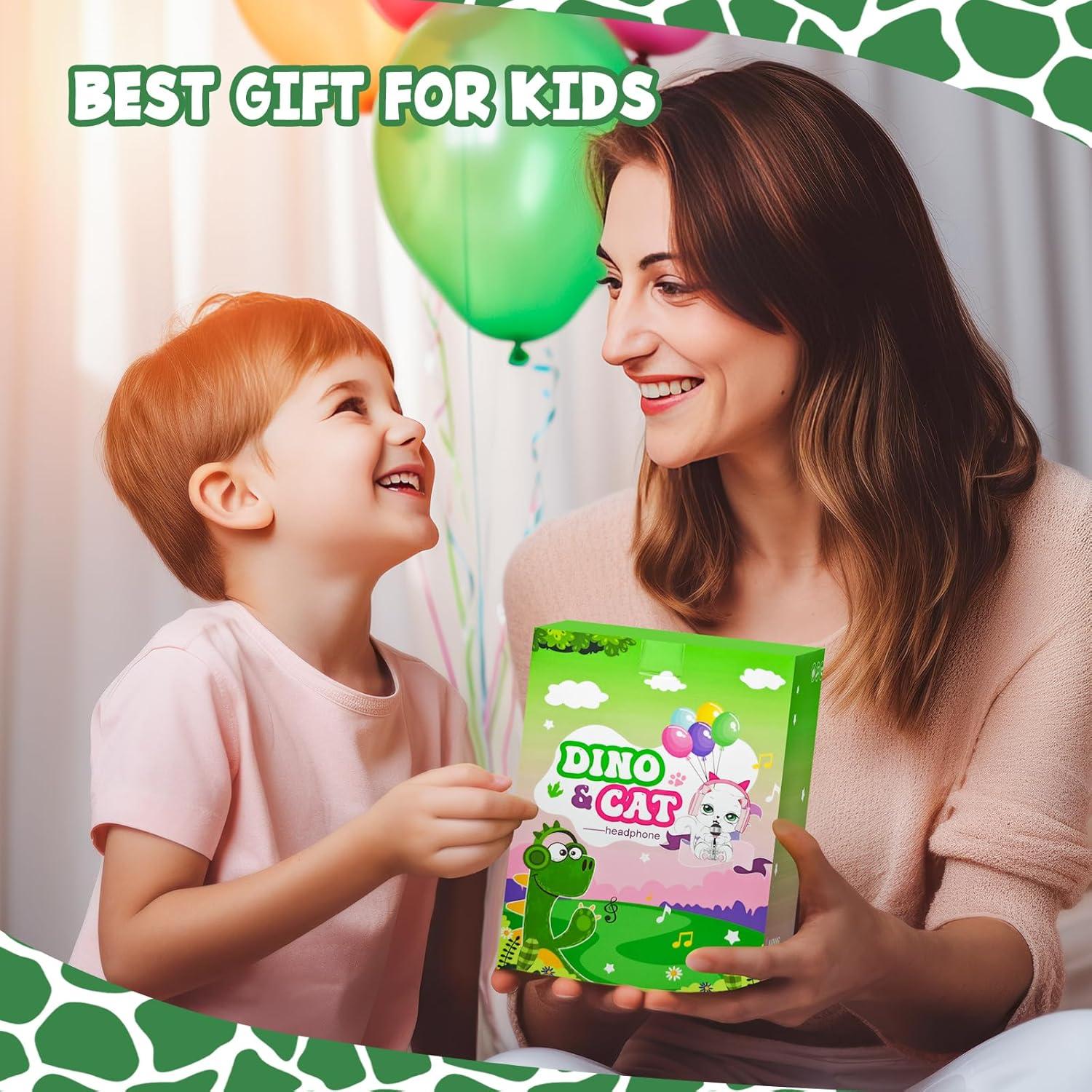 Auriculares Bluetooth QearFun Dinosaurio Verde 85dBA Inalámbricos