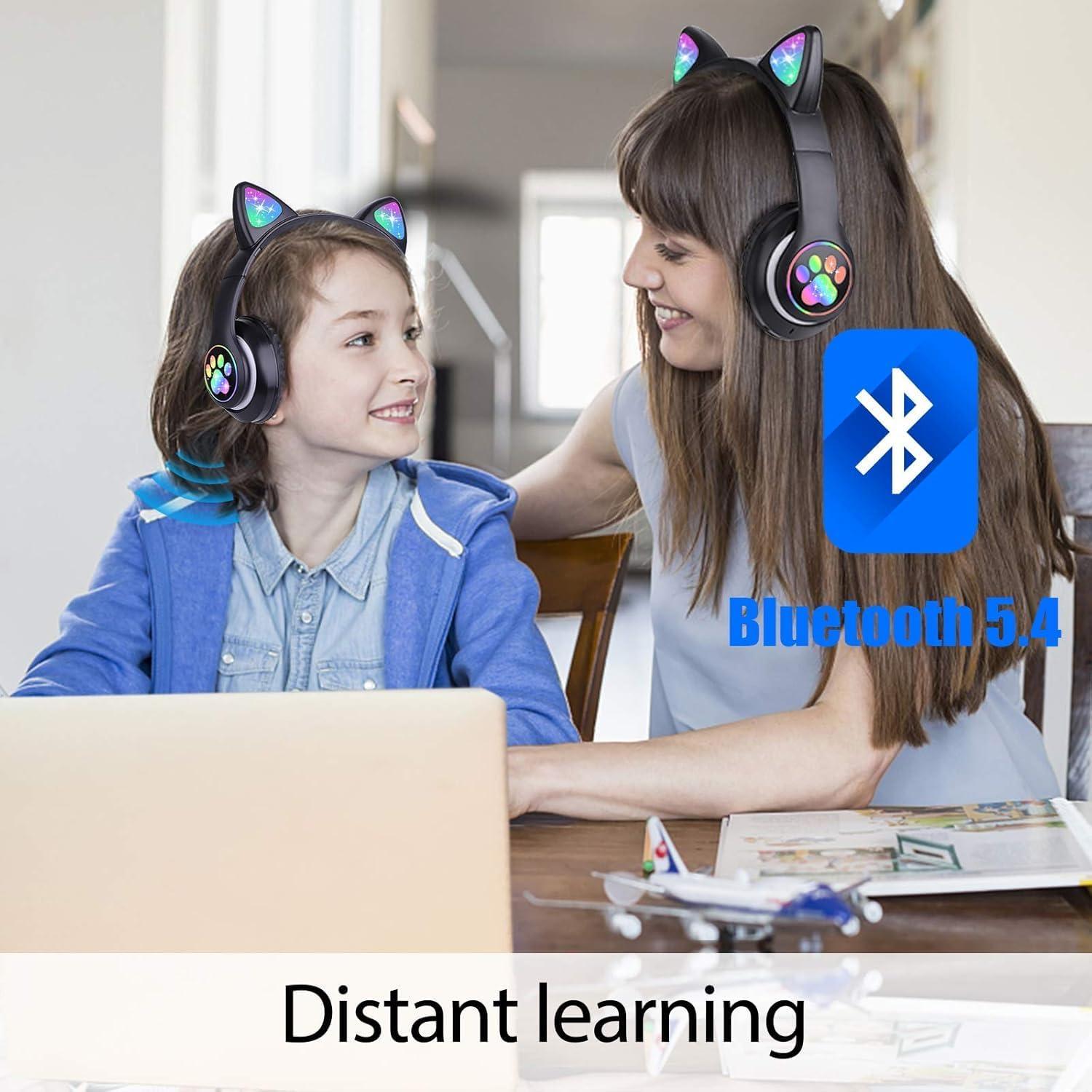 Auriculares Inalámbricos TCJJ para Niños - Gato, Bluetooth 5.4