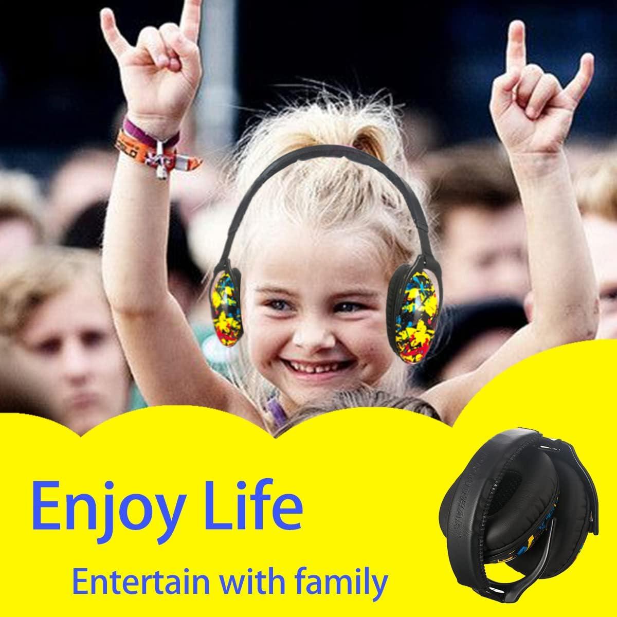 Kids Noise Cancelling Headphones,25dB NRR Hearing Protection,Noise Reduction,Sound Proof for Kids,Toddler Earmuffs for Concert,Airplane,Autism,Monster Jam,Travel,School(Ink-splash)