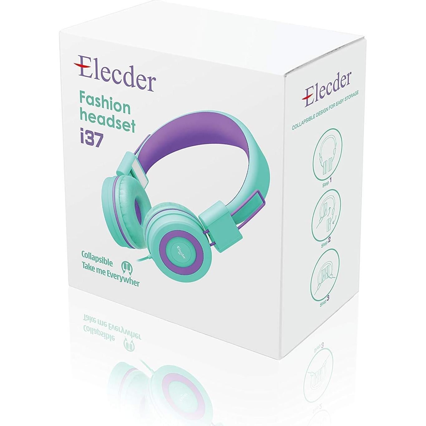 Auriculares Plegables Elecder i37 para Niños Verde 3.5mm