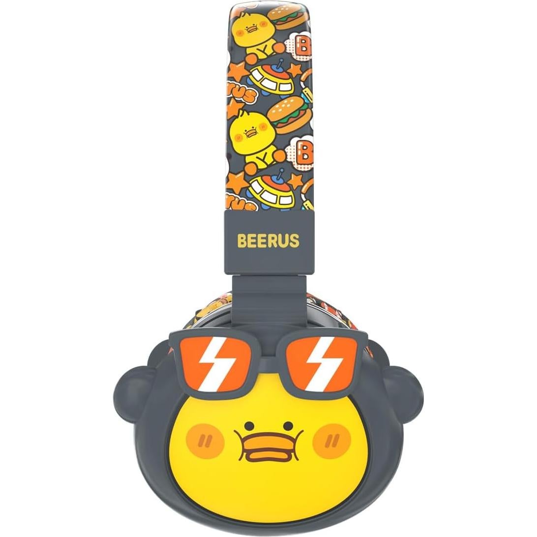 Kids Bluetooth Headphones, 85dB Volume Limit, Ultra-Soft Over-Ear, Built-in Mic, Foldable, Beerus Cartoon Animal Design, Suitable for School & Travel, FM/TF/AUX Supported