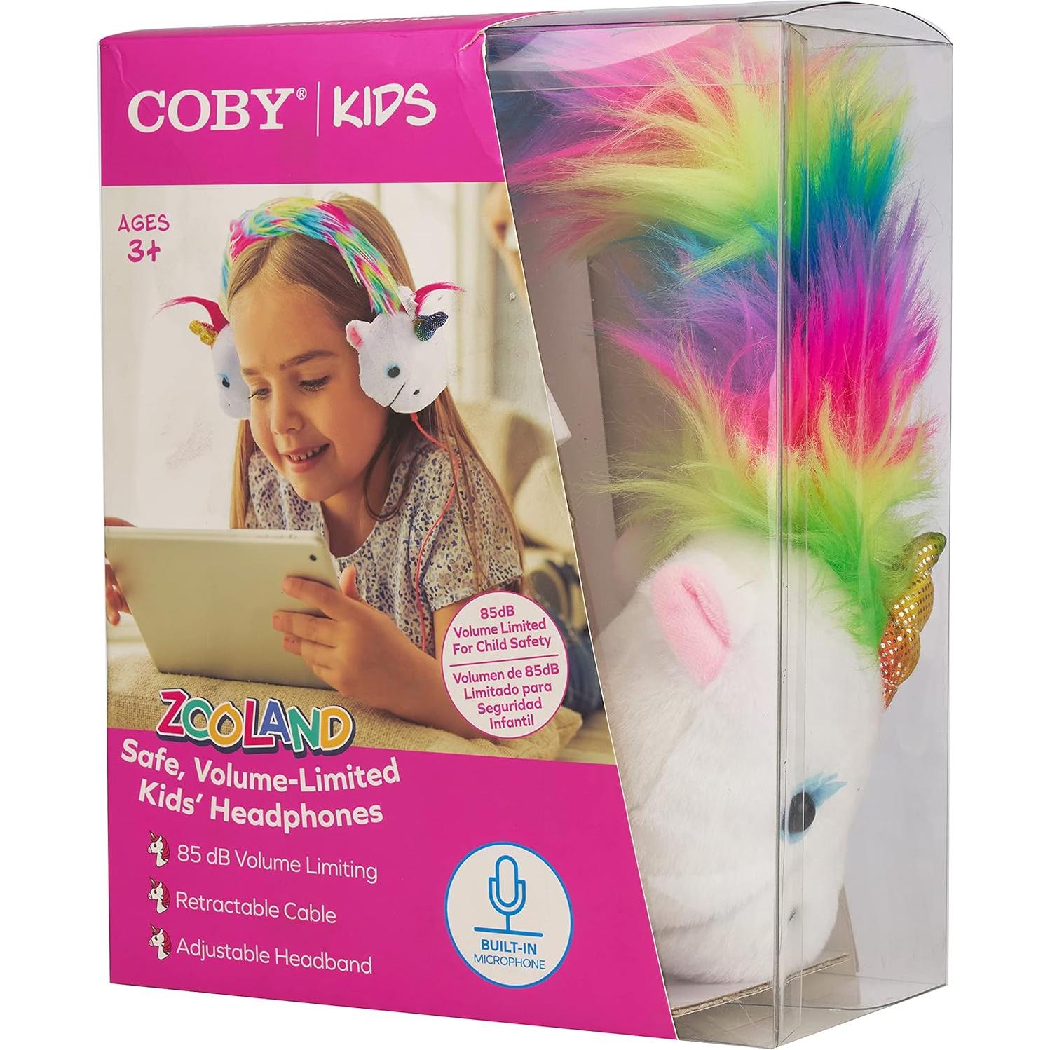 Auriculares de Peluche Coby Unicornio para Niños con Límite de Volumen