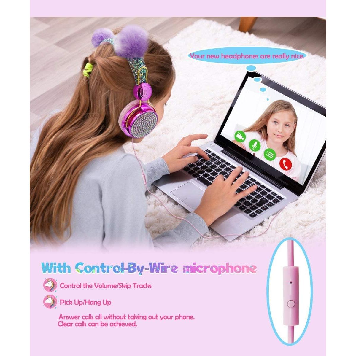 Auriculares SVYHUOK Unicornio para Niños con Micrófono 85dB