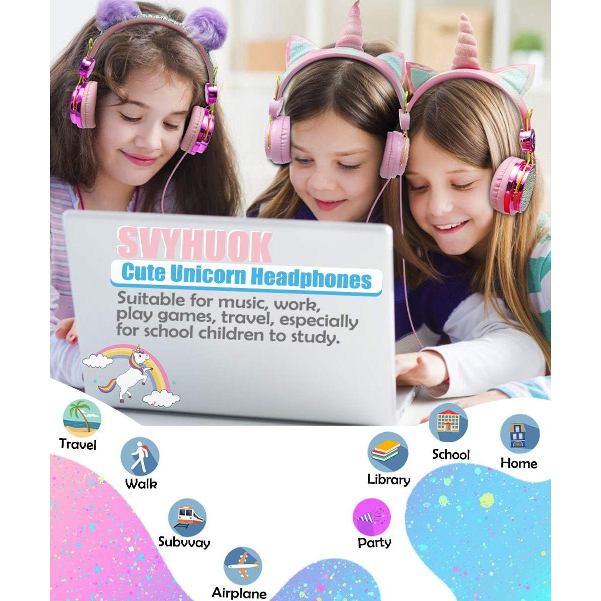 Auriculares SVYHUOK Unicornio para Niños con Micrófono 85dB
