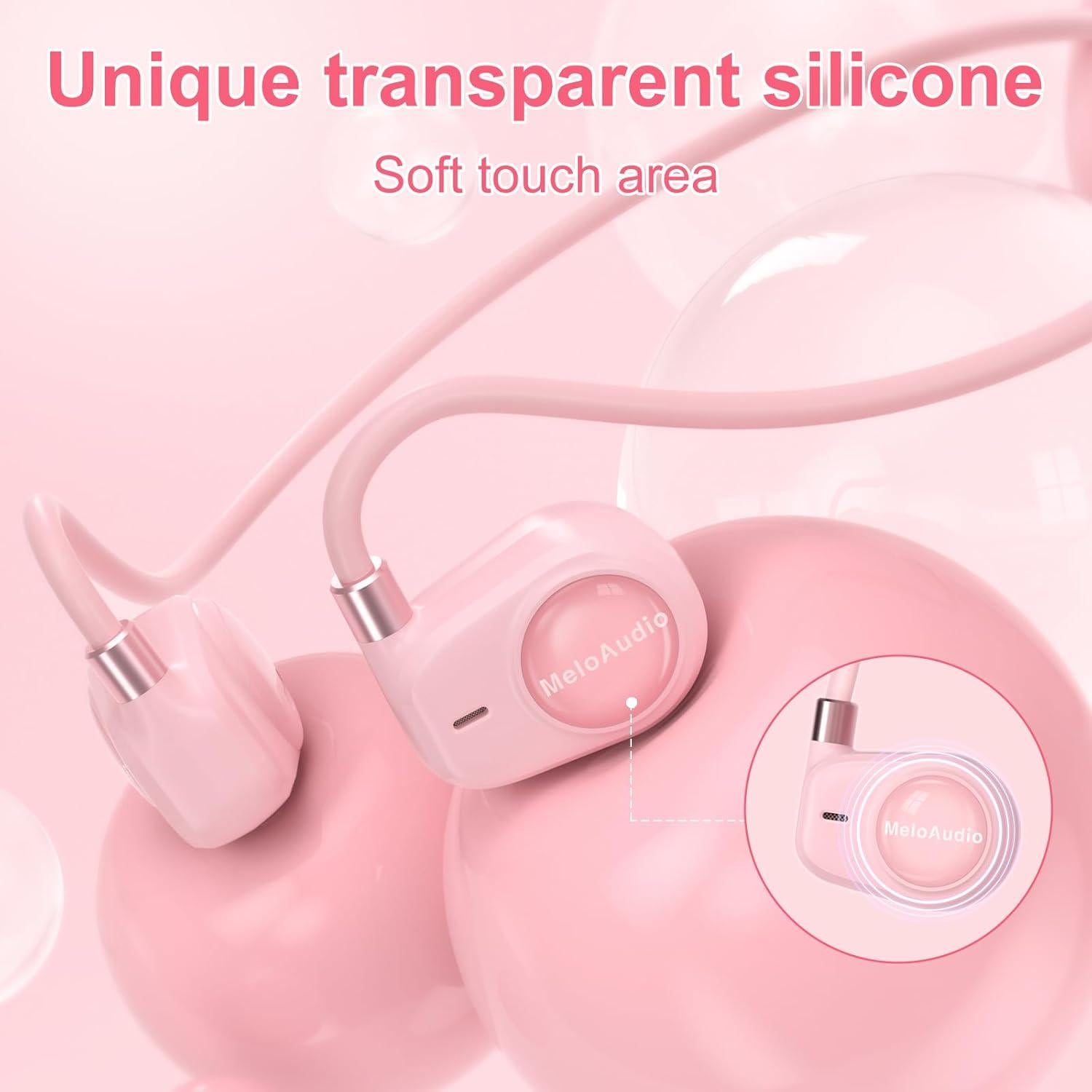 MeloAudio Kids Wireless Headphones with Microphone - Open Ear, Ultra-Light, Perfect for iPad, Tablet, Home, School, Travel, Sports - Pink for Girls