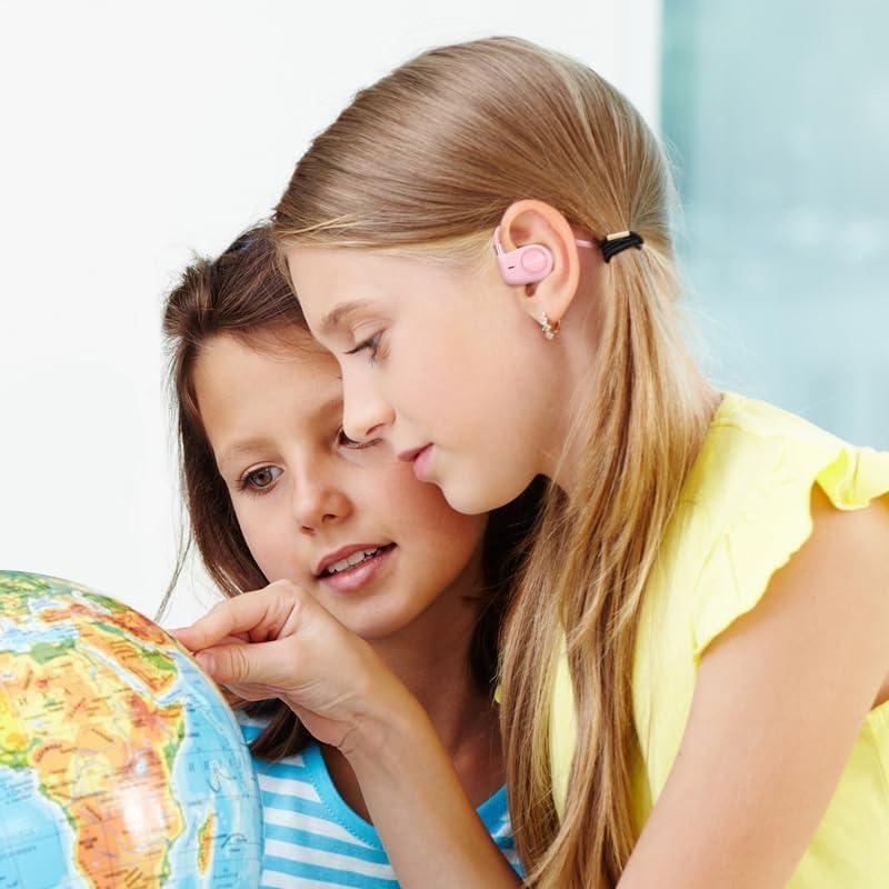 MeloAudio Kids Wireless Headphones with Microphone - Open Ear, Ultra-Light, Perfect for iPad, Tablet, Home, School, Travel, Sports - Pink for Girls