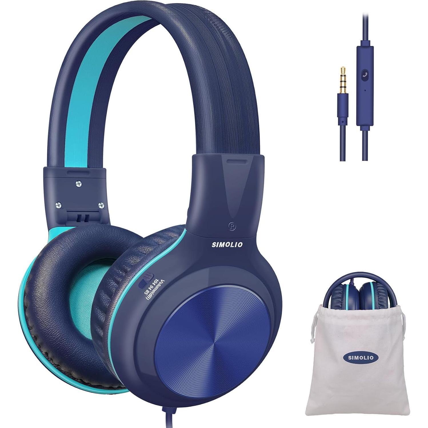 Auriculares Estéreo SIMOLIO con Micrófono y Limitador de Volumen