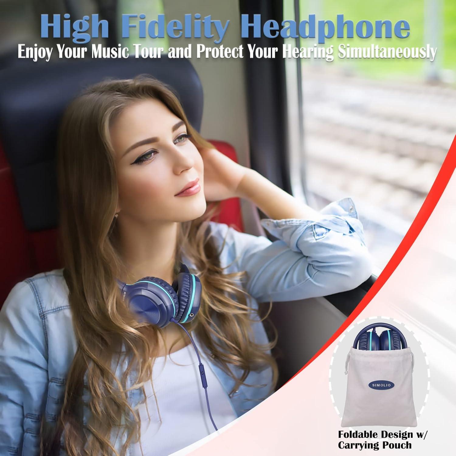 Auriculares Estéreo SIMOLIO con Micrófono y Limitador de Volumen